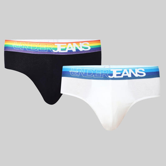 Underjeans Pack Of 2 Cotton Blend Solid Mid-Rise Briefs