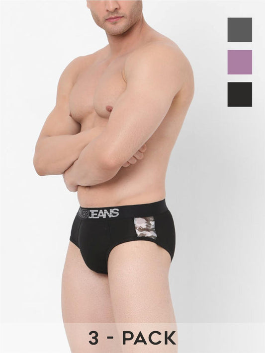 Underjeans By Spykar Cotton Blend Briefs for Men (Pack of 3)