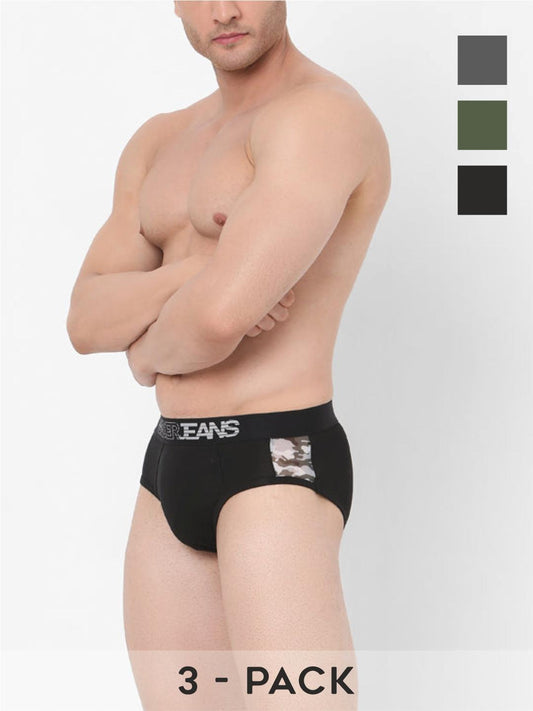 Underjeans By Spykar Cotton Blend Briefs for Men (Pack of 3)