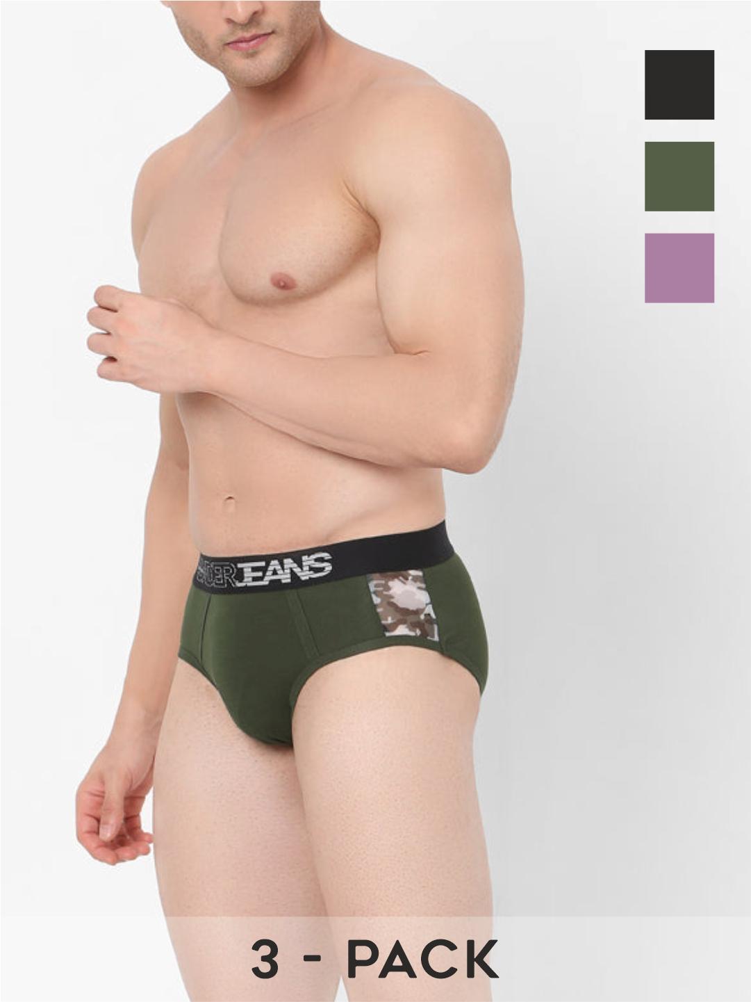 Underjeans By Spykar Cotton Blend Briefs for Men (Pack of 3)