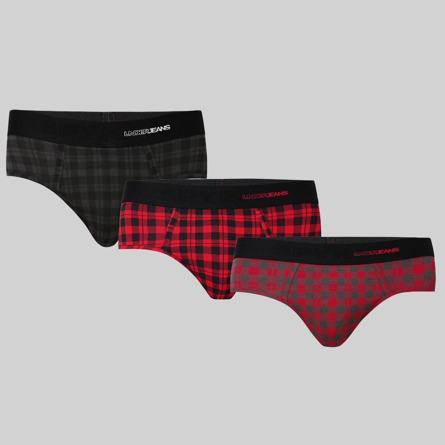 Underjeans Pack Of 3 Cotton Blend Solid Mid-Rise Briefs