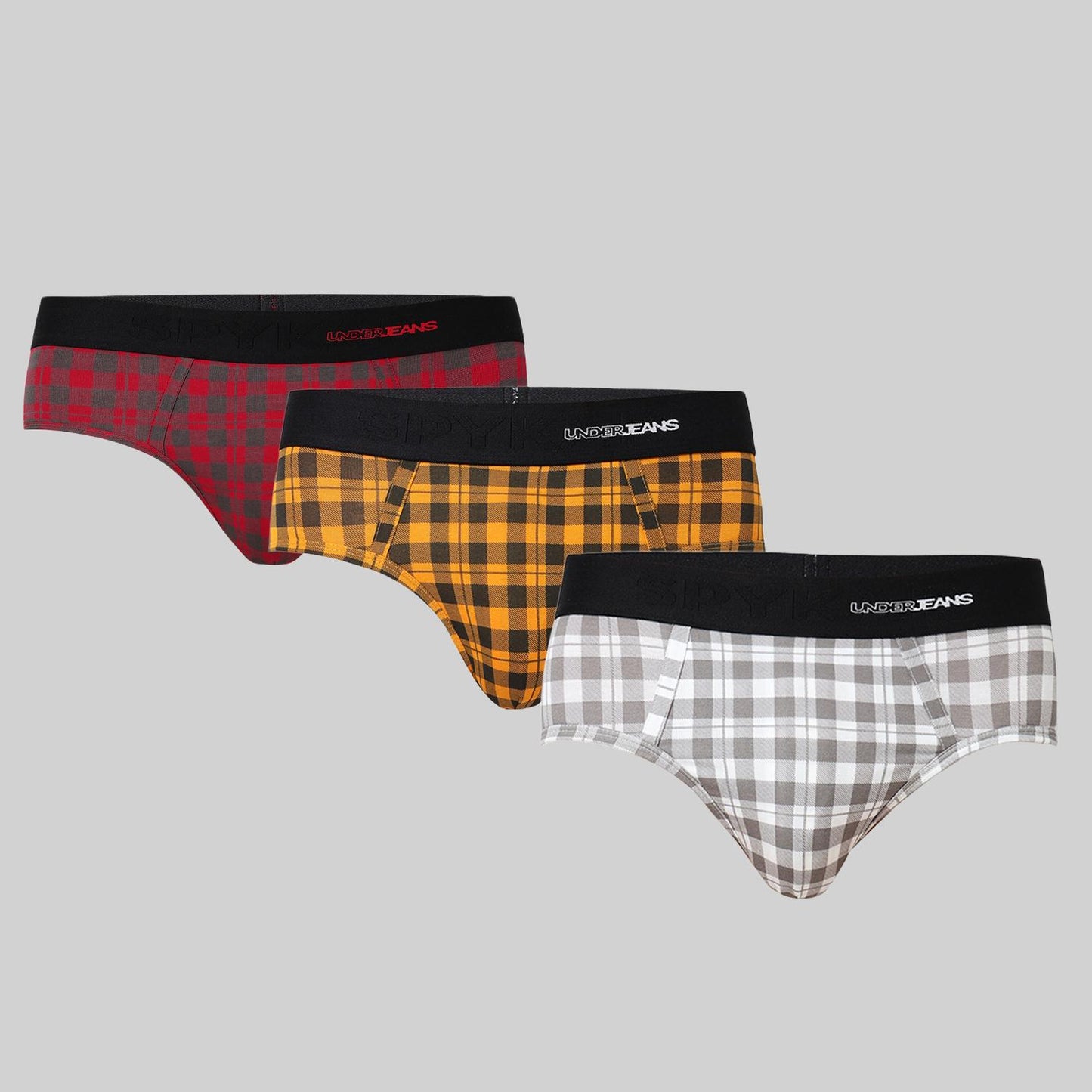 Underjeans Pack Of 3 Cotton Blend Mid-Rise Briefs