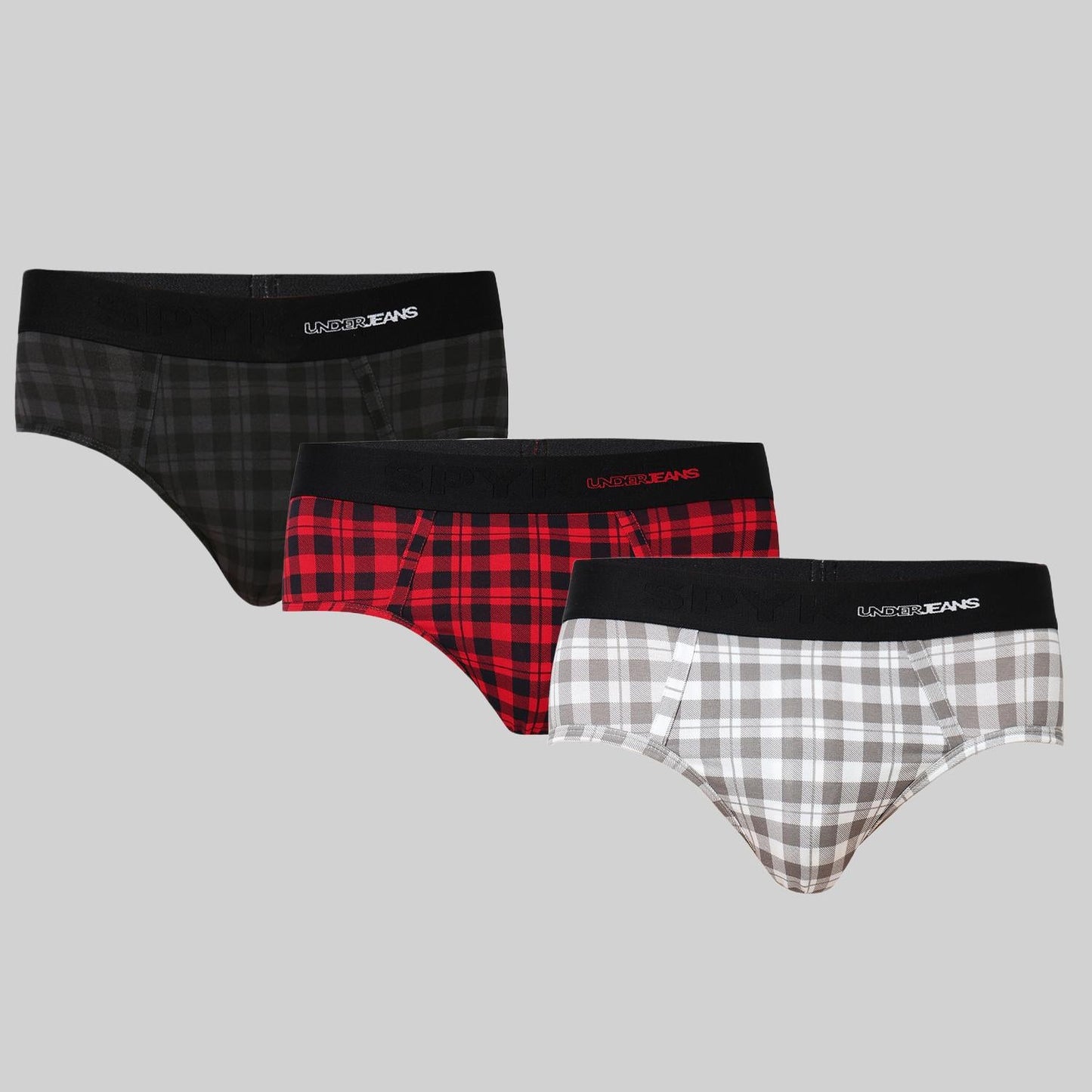 Underjeans Pack Of 3 Cotton Blend Mid-Rise Briefs