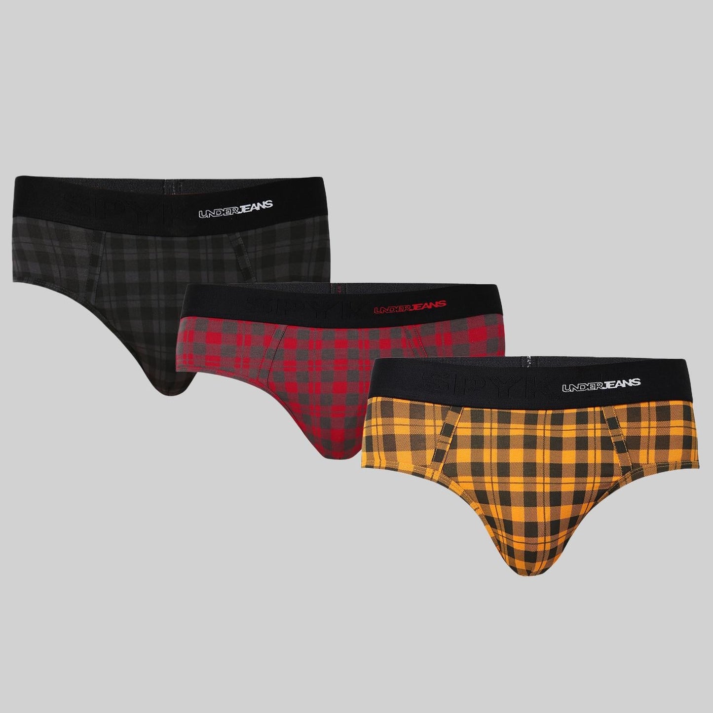 Underjeans Pack Of 3 Cotton Blend Mid-Rise Briefs