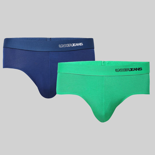 Underjeans Pack Of 2 Cotton Blend Solid Mid-Rise Briefs