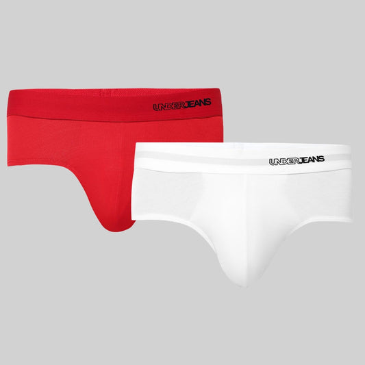 Underjeans Pack Of 2 Modal Blend Solid Mid-Rise Briefs