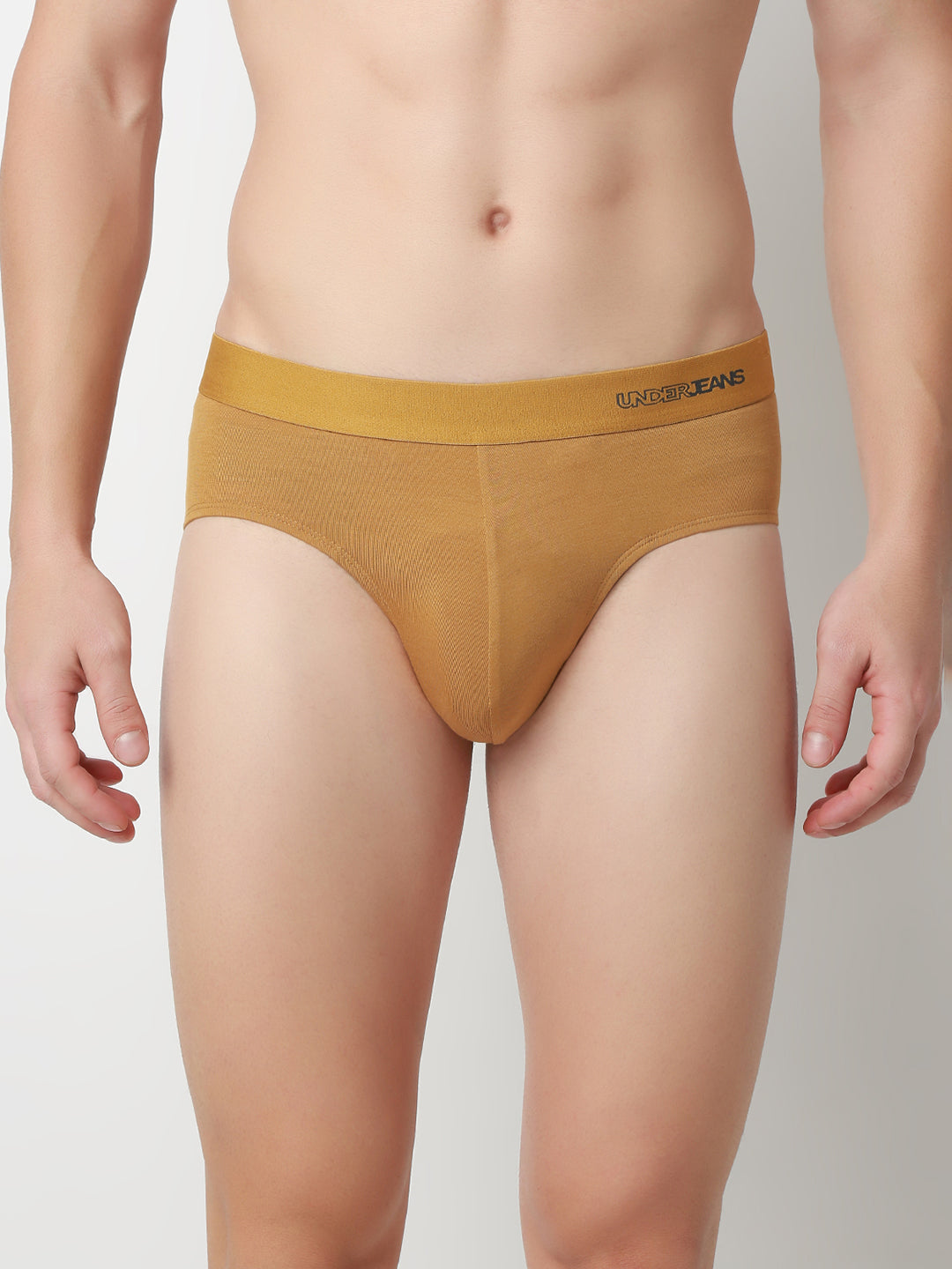 UnderJeans by Spykar Men Basic Khaki Mid-Rise Solid Ultrasoft Briefs