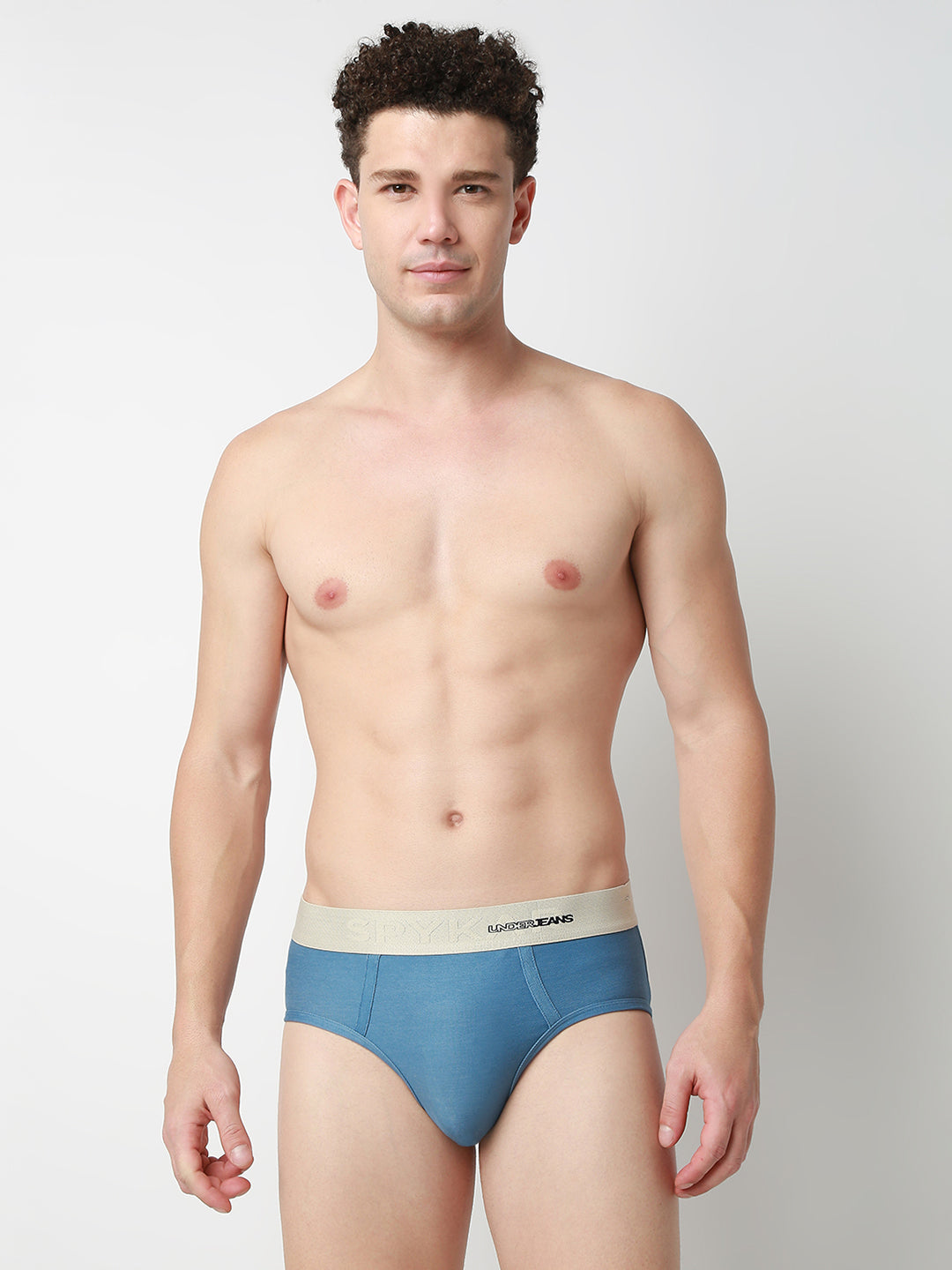 UnderJeans by Spykar Men Basic Mid Denim Blue Mid-Rise Solid Ultrasoft Briefs