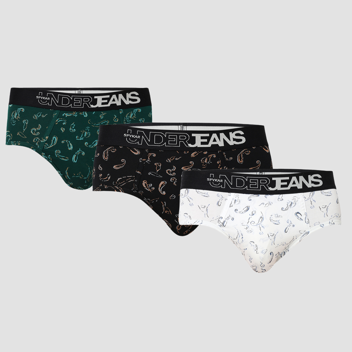 Underjeans Pack Of 3 Cotton Blend Solid Mid-Rise Briefs