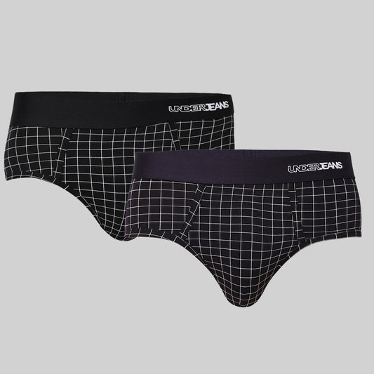 Underjeans Pack Of 2 Cotton Blend Print Mid-Rise Briefs