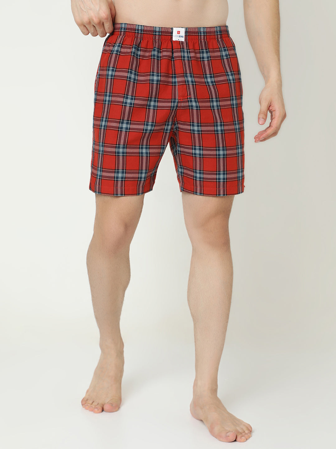 Underjeans by Spykar Men Premium Cotton Brunt Orange Checks Boxers