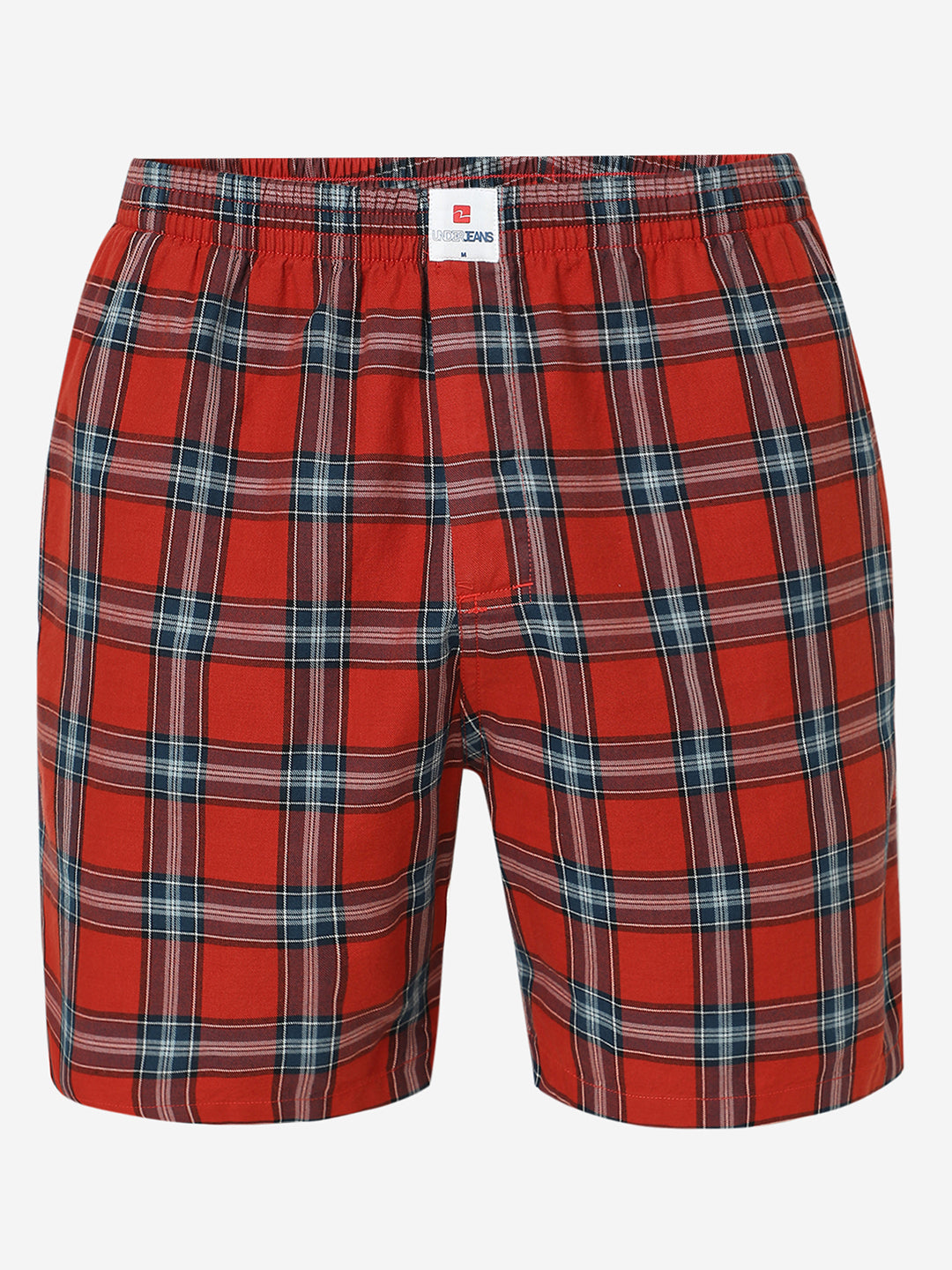 Underjeans by Spykar Men Premium Cotton Brunt Orange Checks Boxers