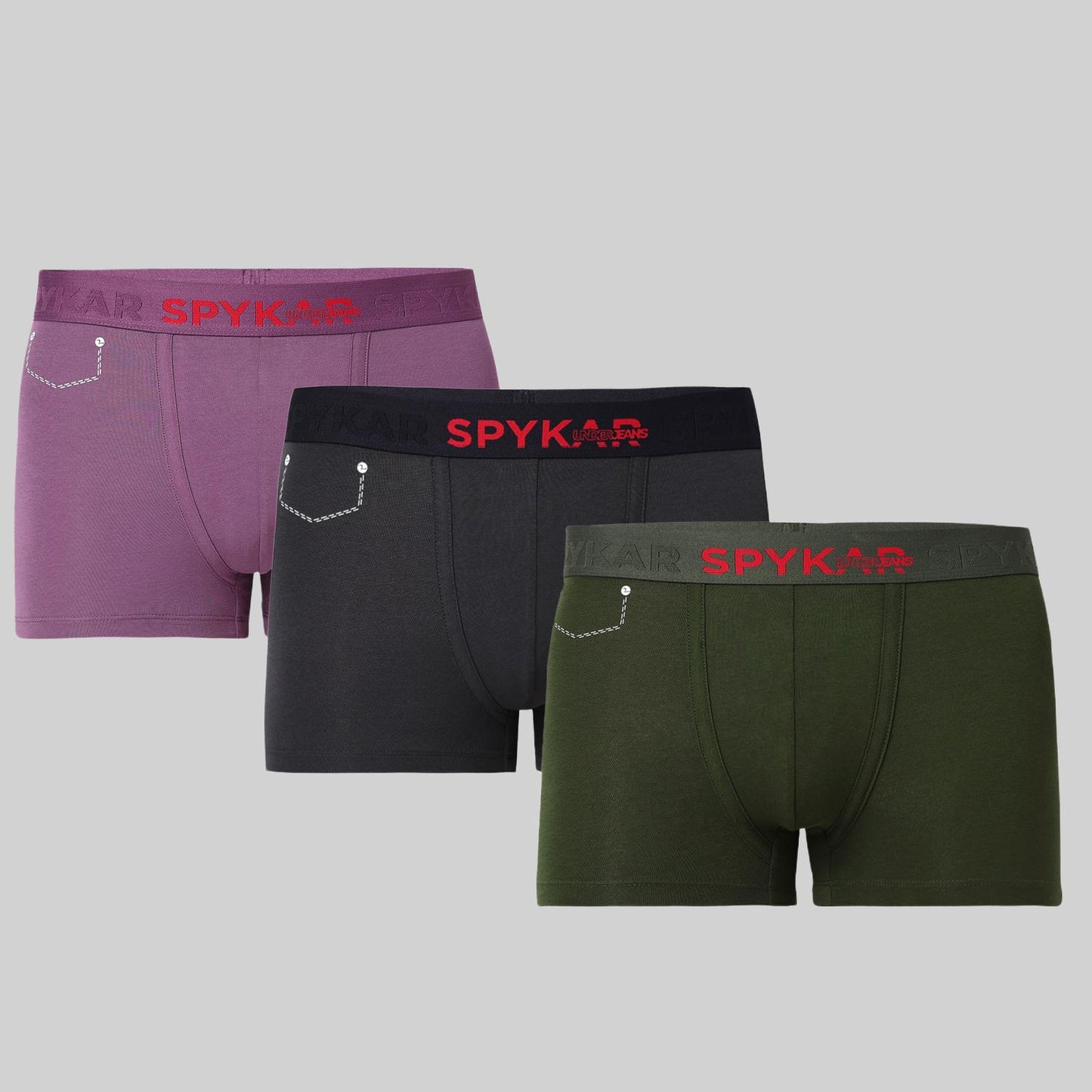Underjeans Pack Of 3 Cotton Blend Solid Mid-Rise Trunks