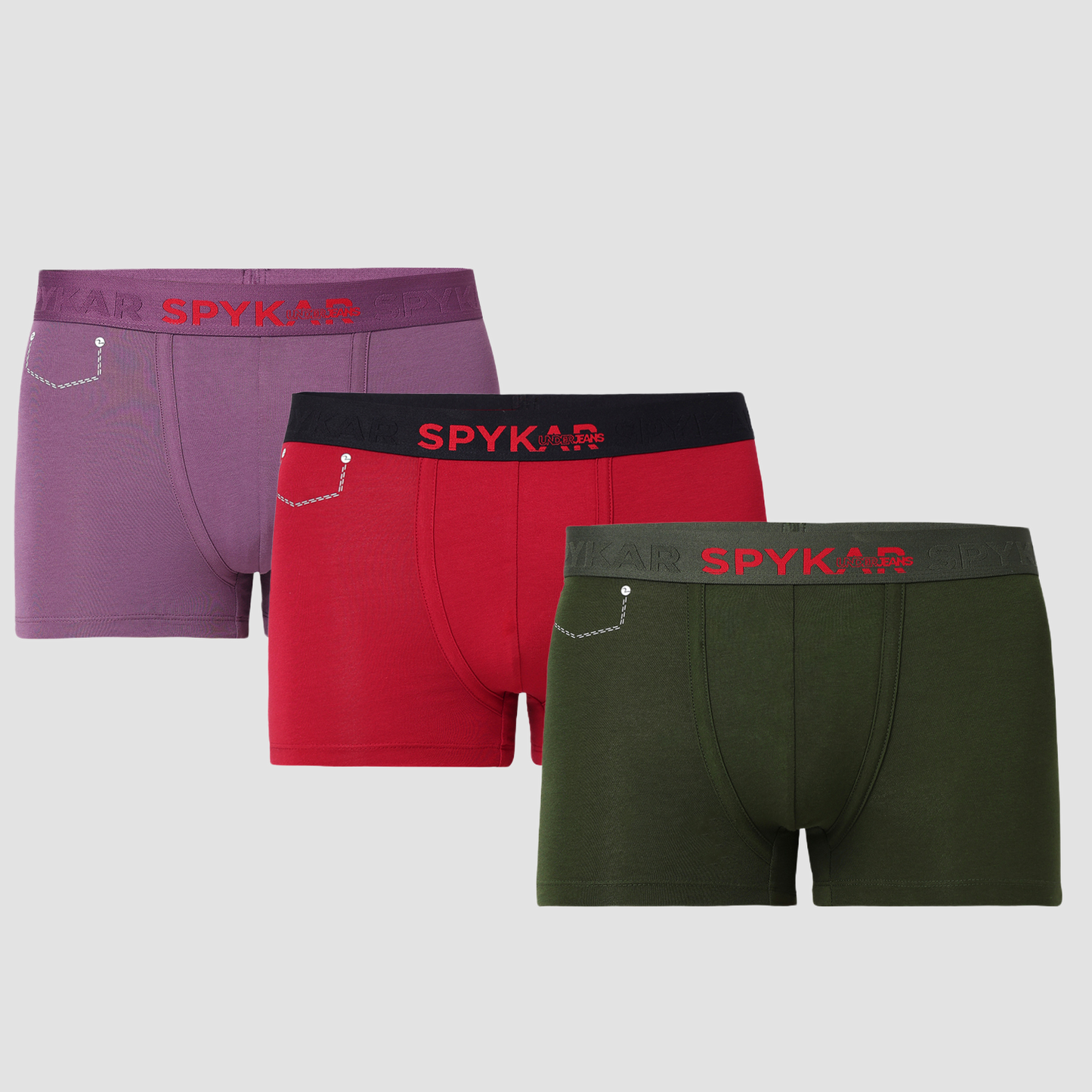 Underjeans Pack Of 3 Cotton Blend Solid Mid-Rise Trunks