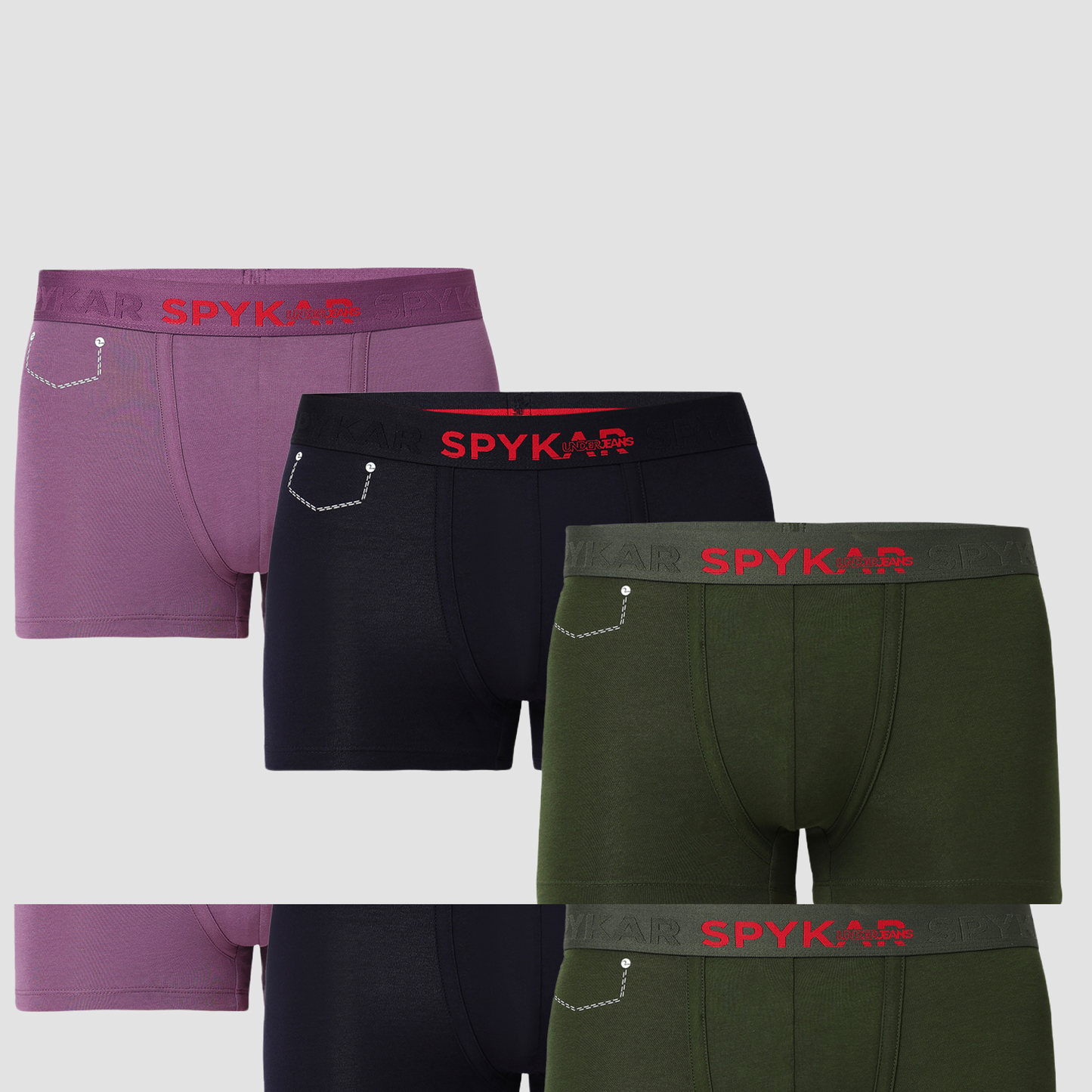 Underjeans Pack Of 3 Cotton Blend Solid Mid-Rise Trunks
