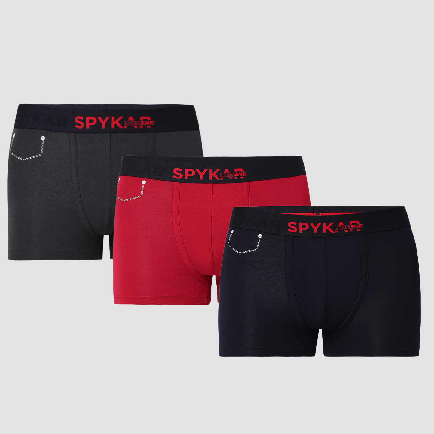 Underjeans Pack Of 3 Cotton Blend Solid Mid-Rise Trunks