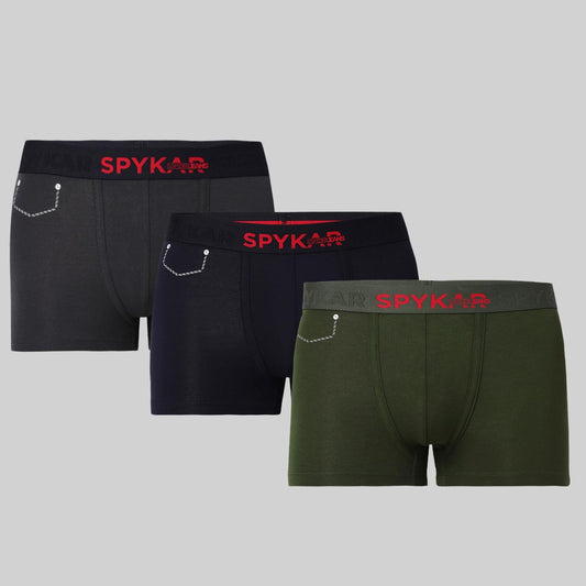 Underjeans Pack Of 3 Cotton Blend Solid Mid-Rise Trunks