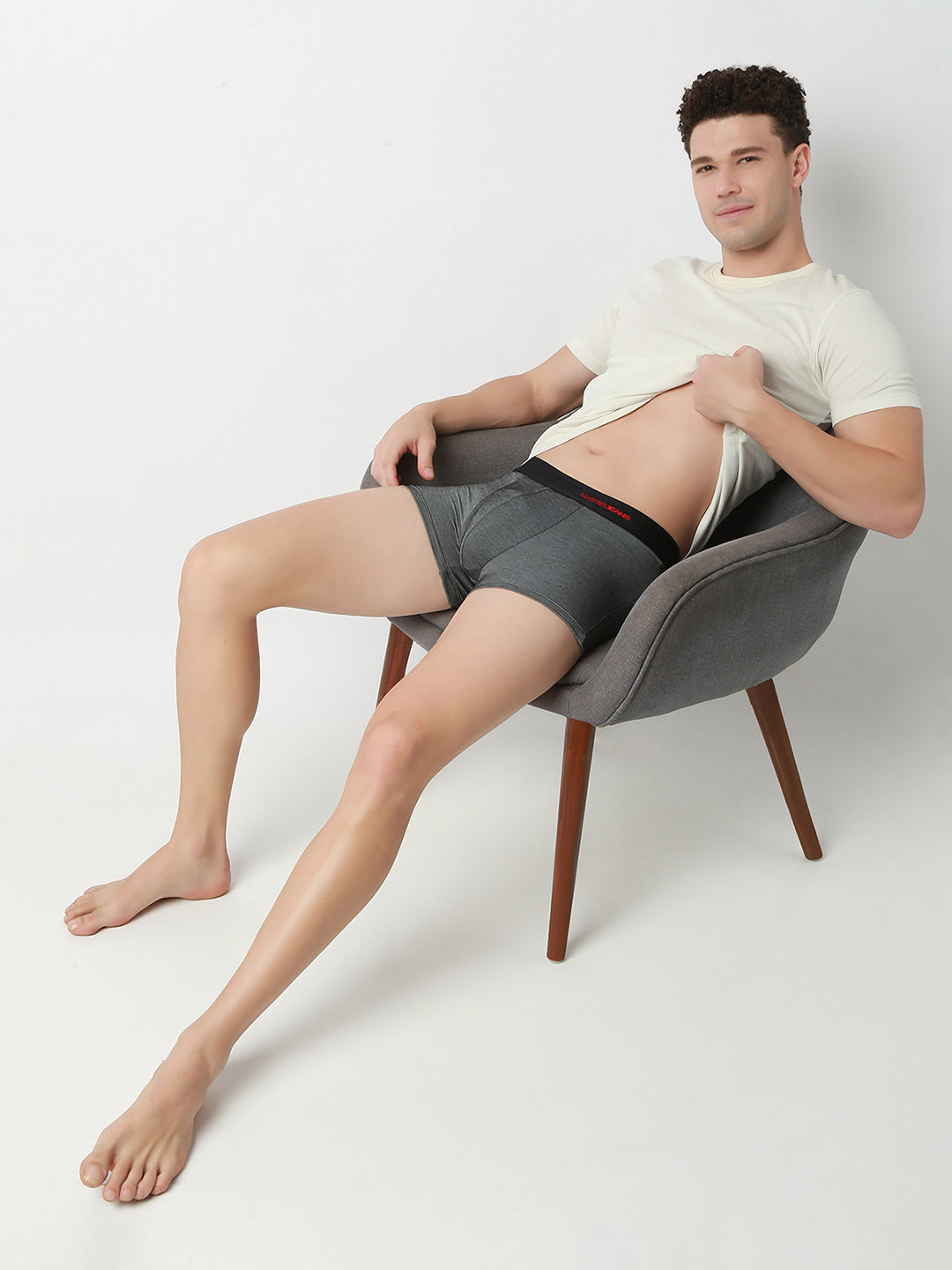 UnderJeans by Spykar Men Solid Dark Denim Black Trunk