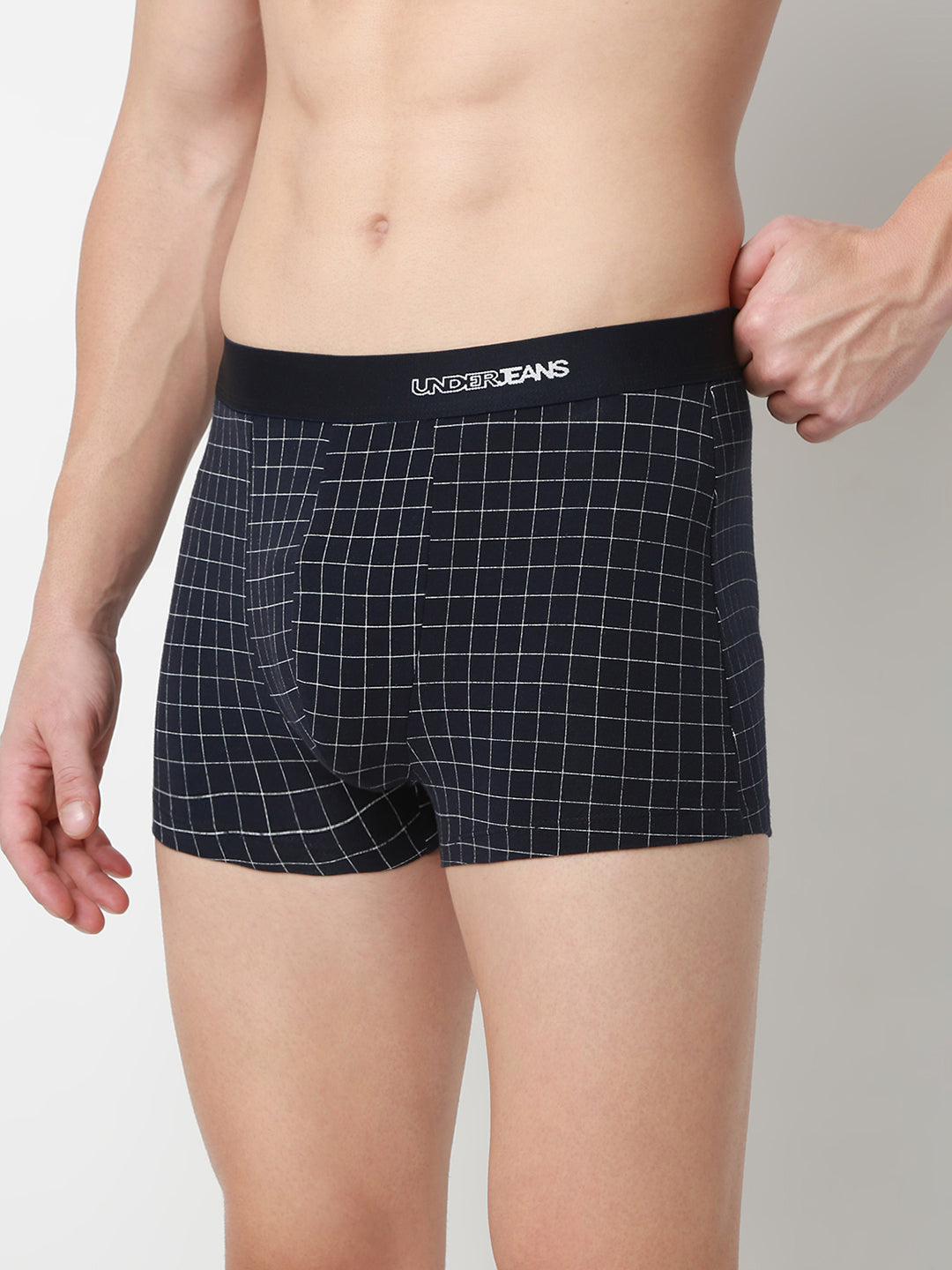 UnderJeans by Spykar Men Printed Navy Checks Trunk