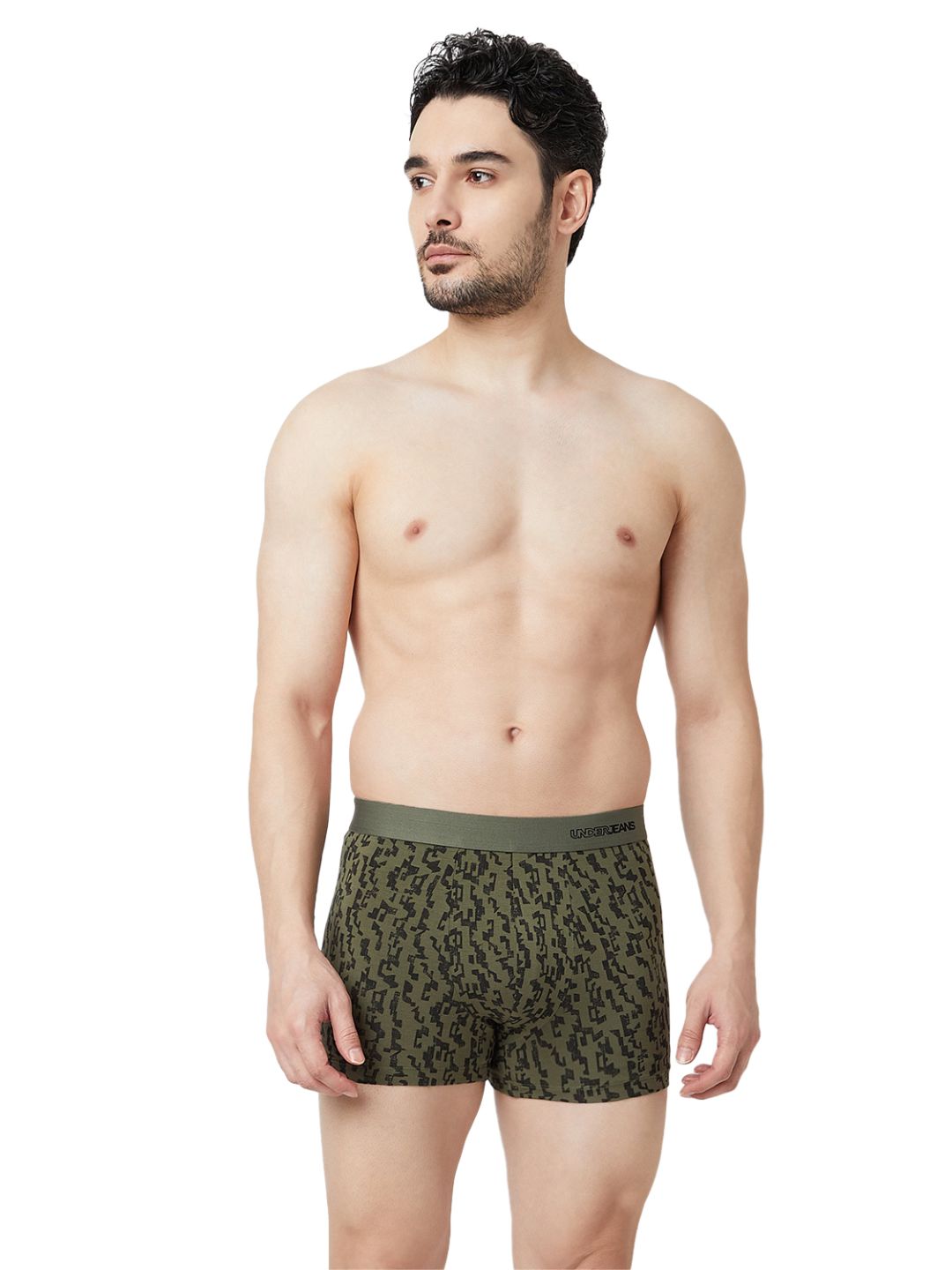 UnderJeans by Spykar Men Printed Olive Black Trunk