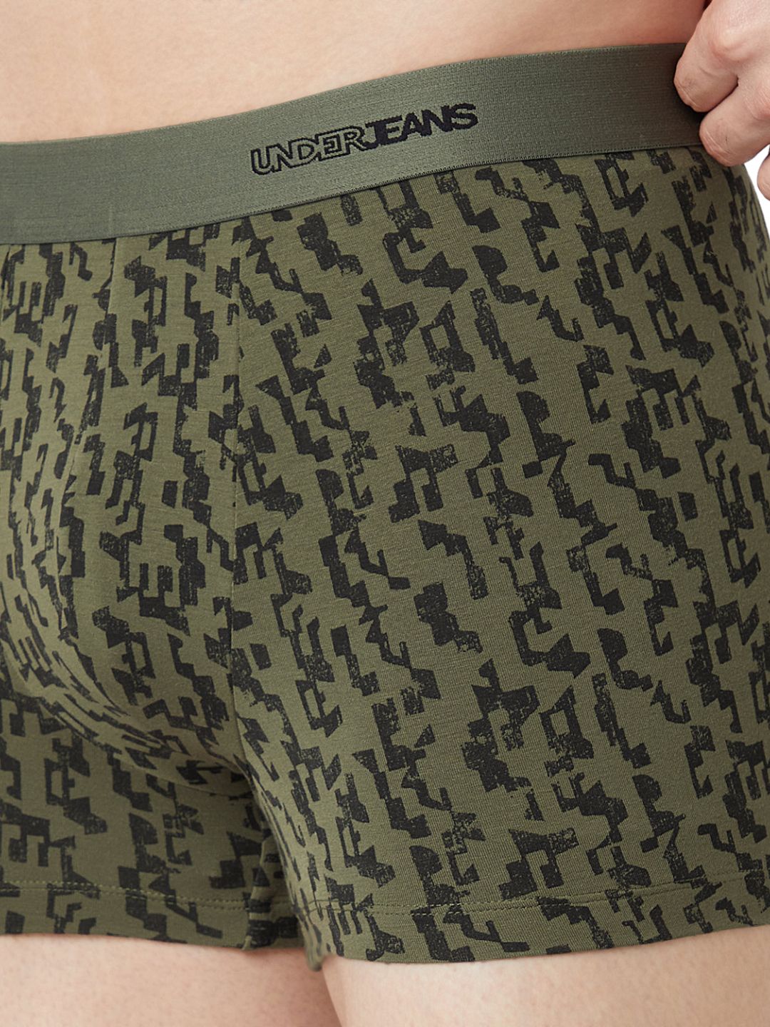 UnderJeans by Spykar Men Printed Olive Black Trunk