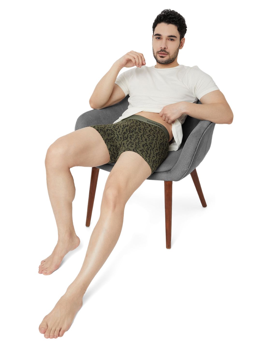 UnderJeans by Spykar Men Printed Olive Black Trunk