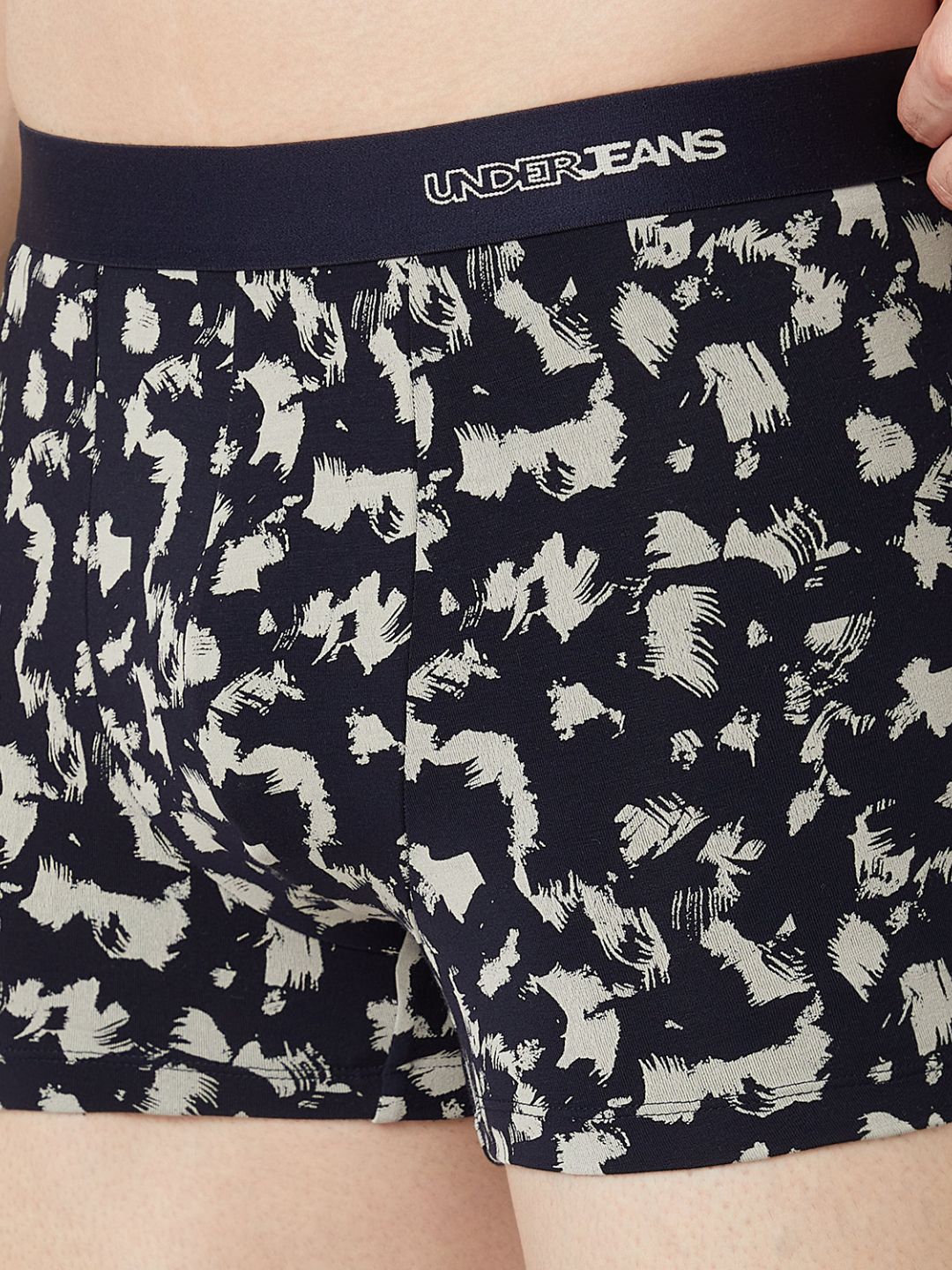 UnderJeans by Spykar Men Printed Navy Ecru Trunk