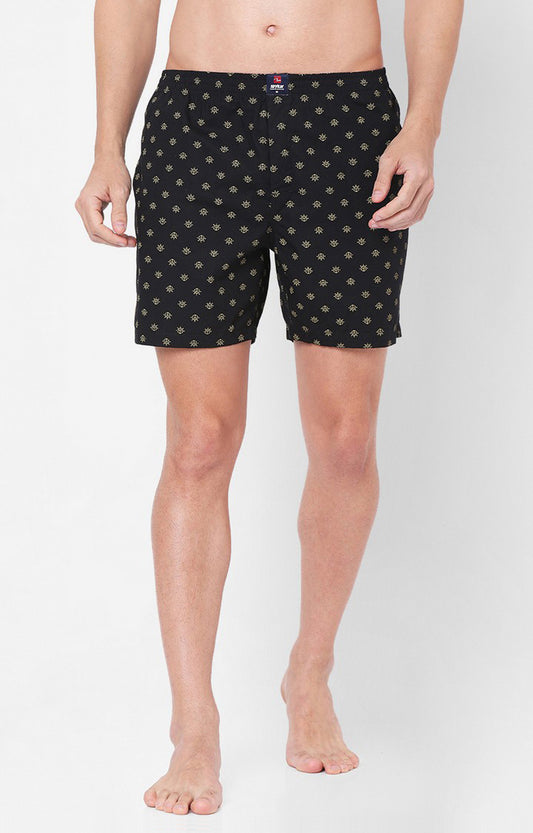 Men Premium Black Cotton Boxers - UnderJeans by Spykar