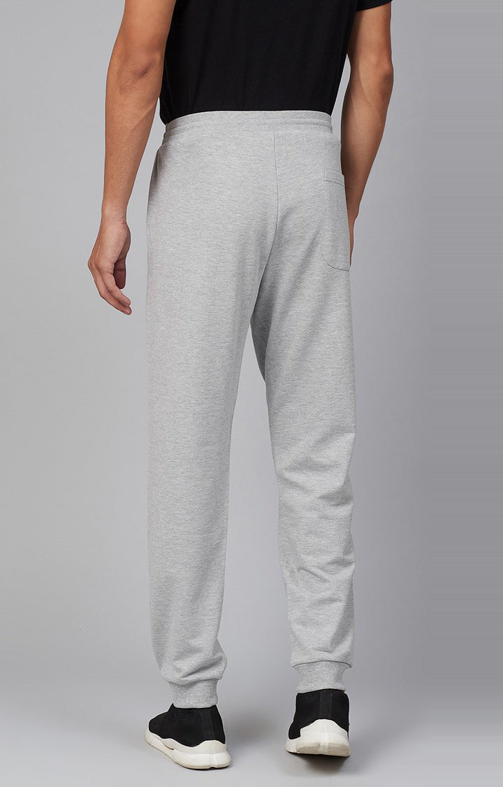 Grey Milange Cotton Blend Solid Trackpants- UnderJeans by Spykar