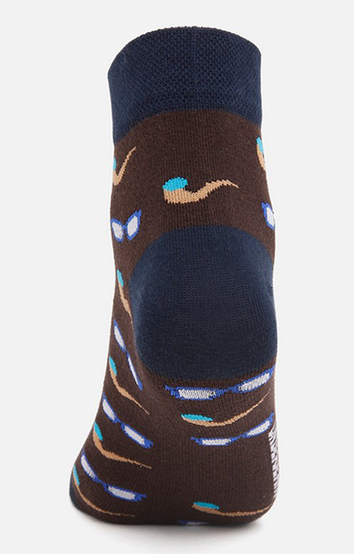 Men Premium Brown Ankle Length (Non Terry) Single Pair of Socks- UnderJeans by Spykar