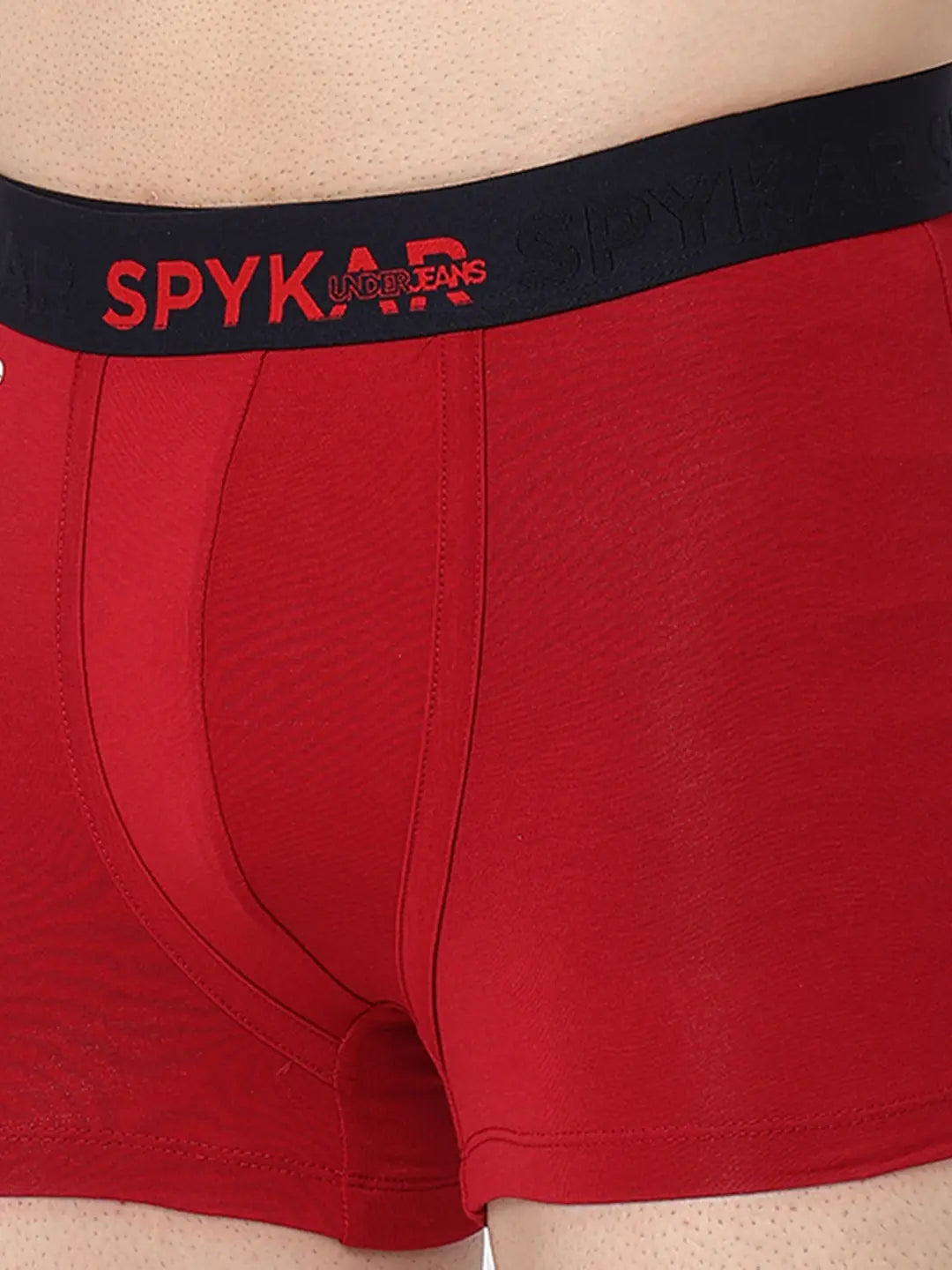 Underjeans by Spykar Men Premium Grey & Maroon Cotton Blend Regular Fit Trunk - Pack Of 2