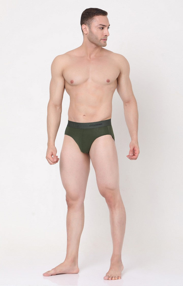 Olive Cotton Brief for Men Premium- UnderJeans by Spykar