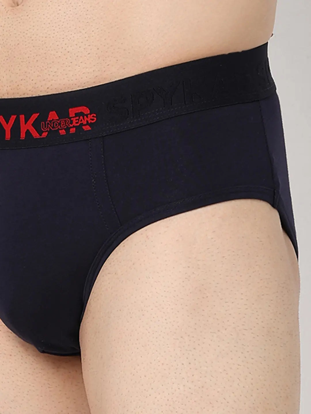 Underjeans by Spykar Men Premium Navy & Olive Cotton Blend Regular Fit Brief - Pack Of 2