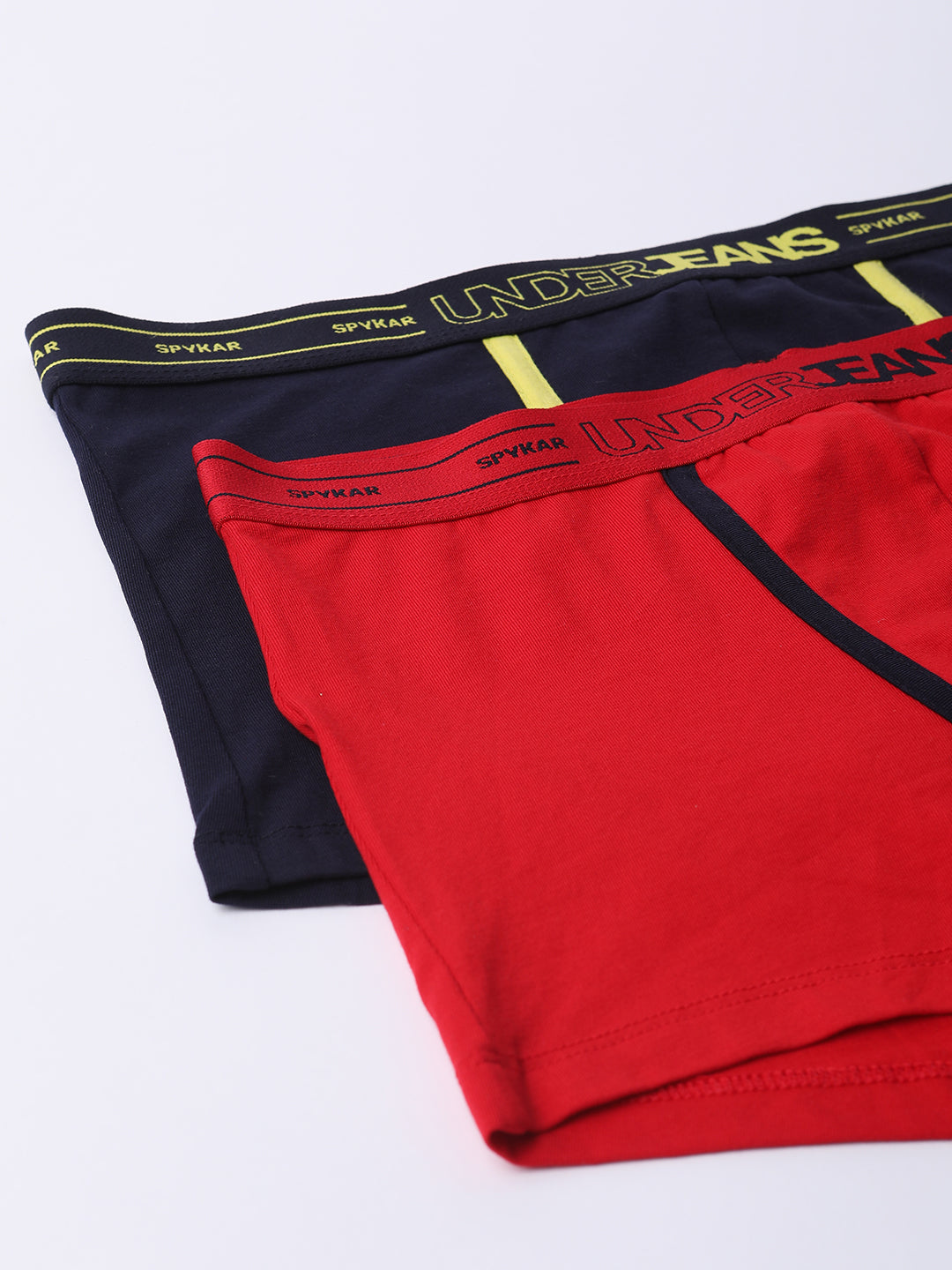 Men Premium Navy & Red Cotton Blend Trunk (Pack of 2)- UnderJeans by Spykar