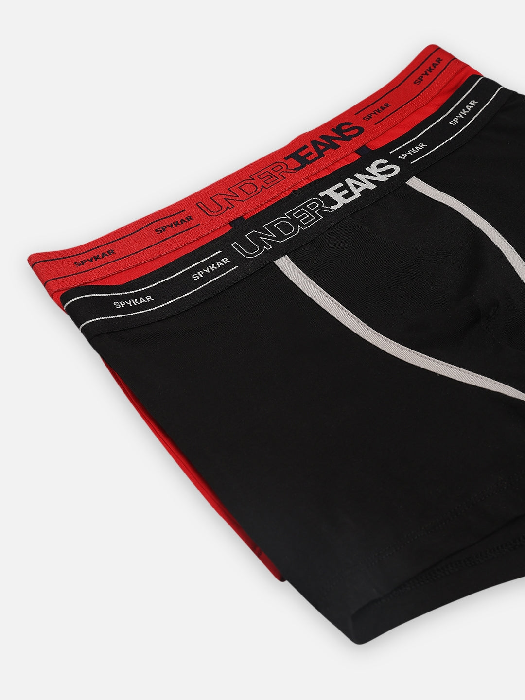 Underjeans by Spykar Men Premium Pack of 2 Black - Red Trunk