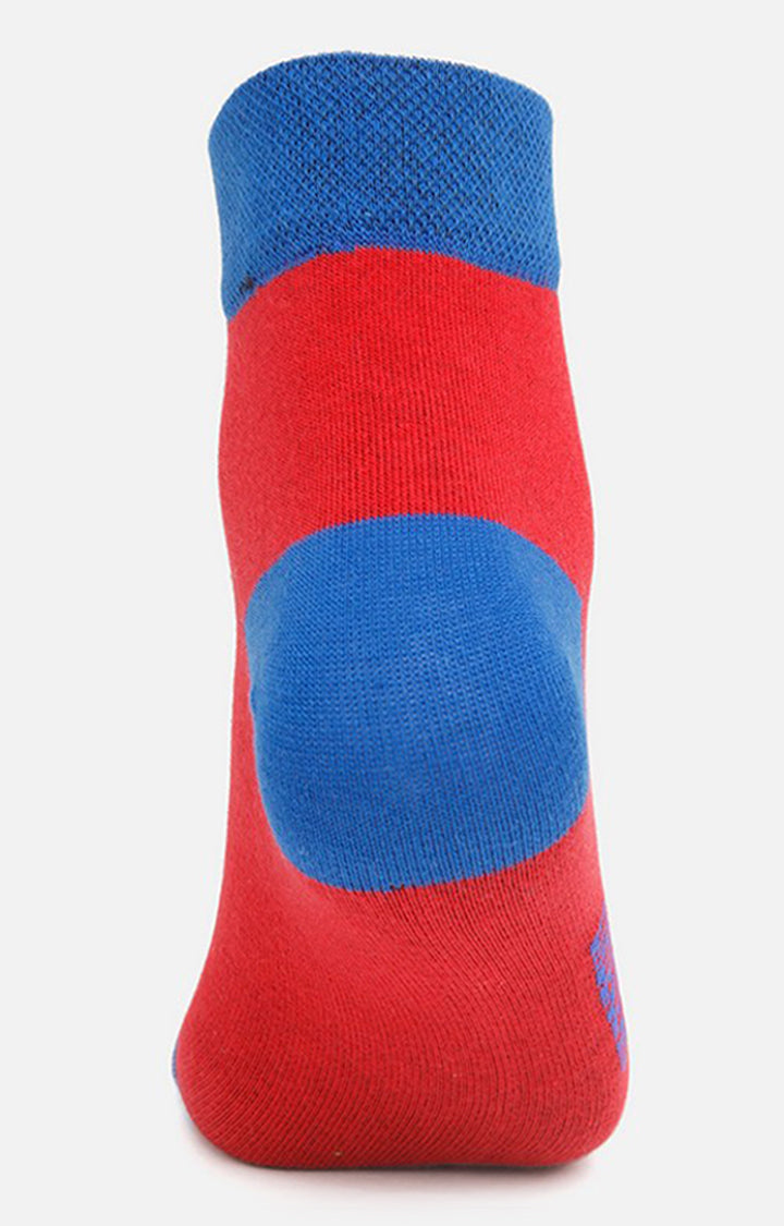 Men Premium Red Blue Ankle Length (Non Terry) Single Pair of Socks- UnderJeans by Spykar