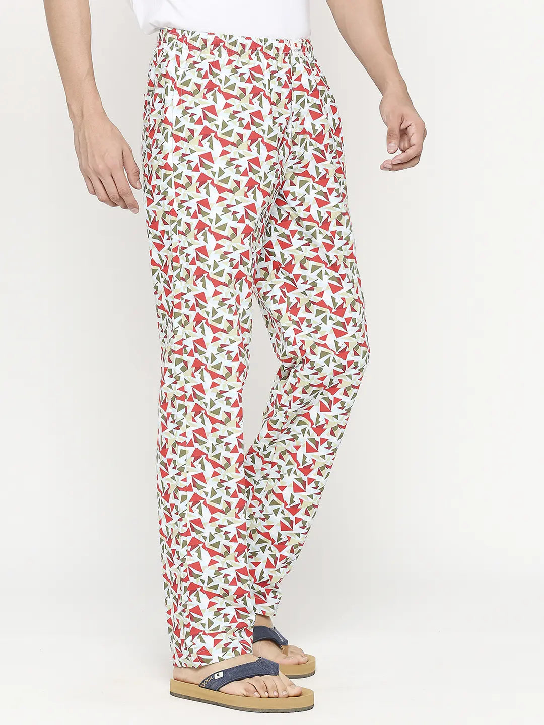 Men Premium Red & Sky Blue Cotton Regular Fit Pyjama - UnderJeans by Spykar