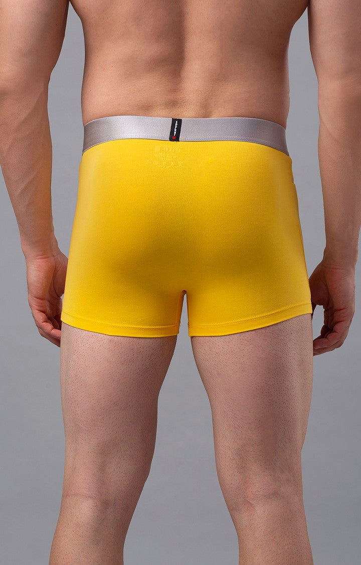 Men Premium Yellow Cotton Blend Trunk- UnderJeans by Spykar