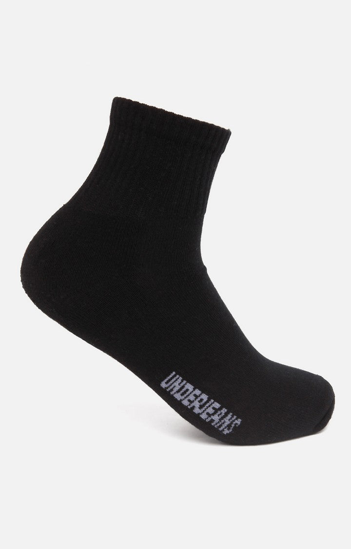 Men Premium Black Navy Grey Ankle Length (Half Terry) (Pack of 3) Socks- UnderJeans by Spykar