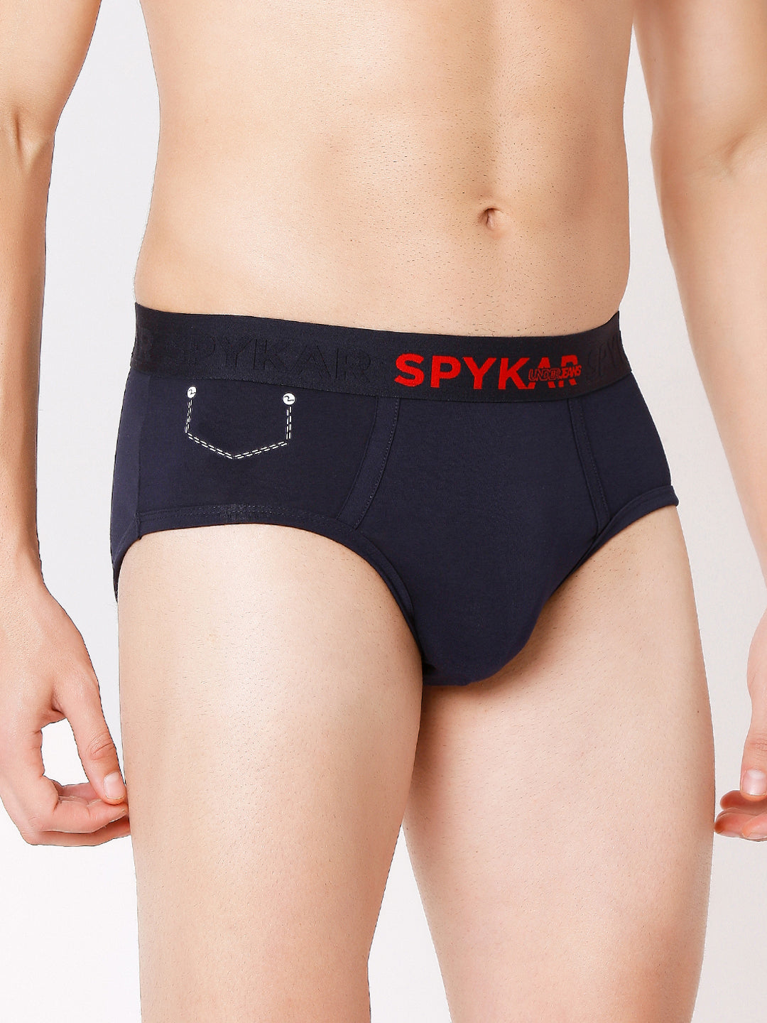Men Premium Grey & Navy Cotton Blend Brief (Pack of 2)- UnderJeans by Spykar
