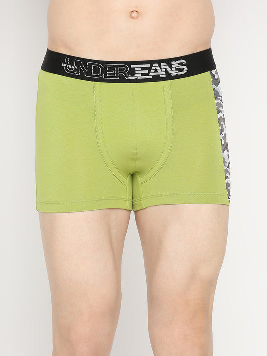 Men Premium Bright Green Cotton Blend Trunk - UnderJeans by Spykar