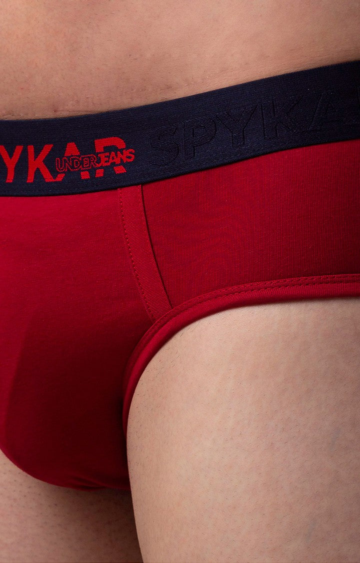 Maroon Cotton Brief for Men Premium- UnderJeans by Spykar