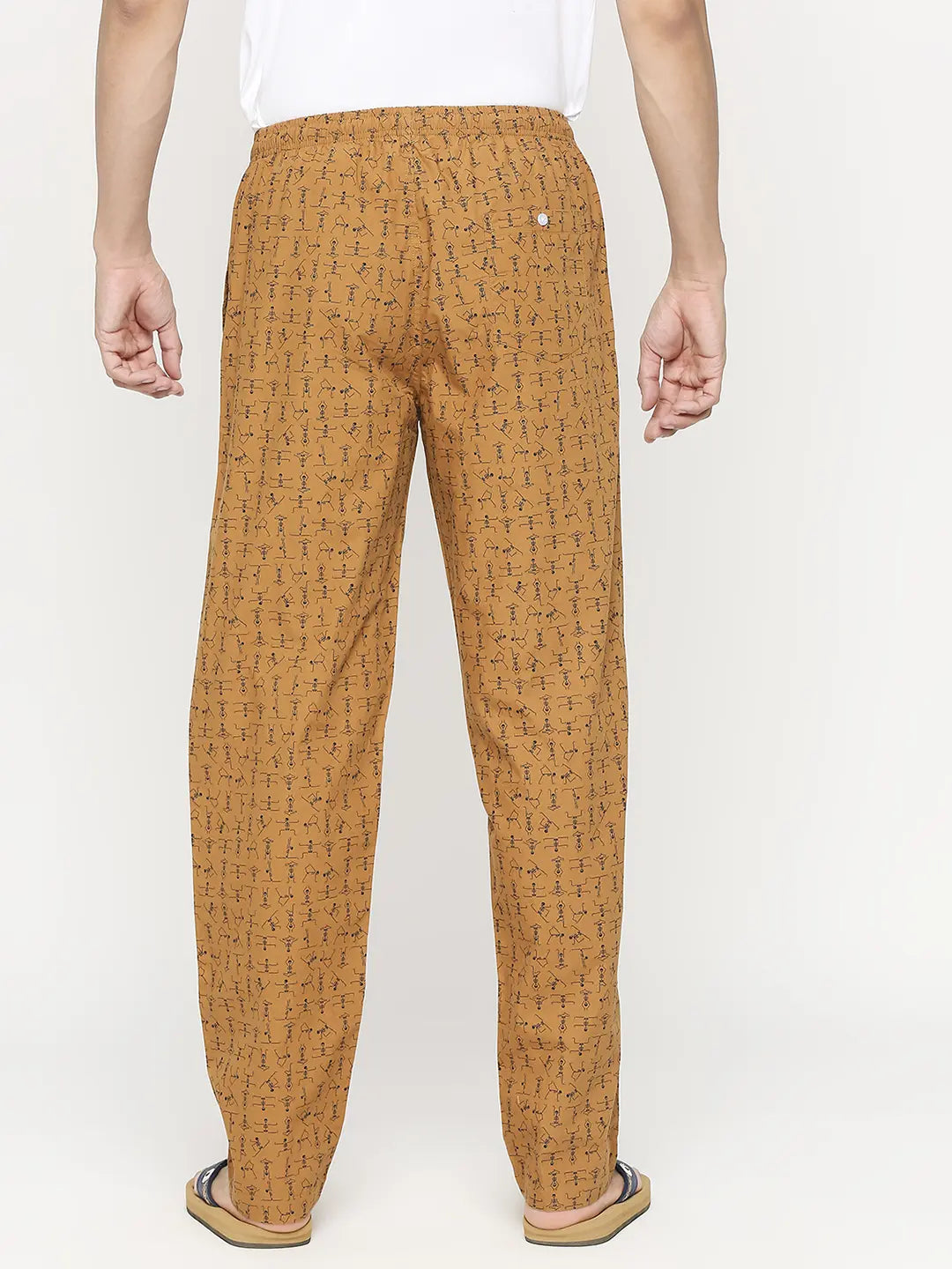 Men Premium Dark Khaki Cotton Regular Fit Pyjama - UnderJeans by Spykar