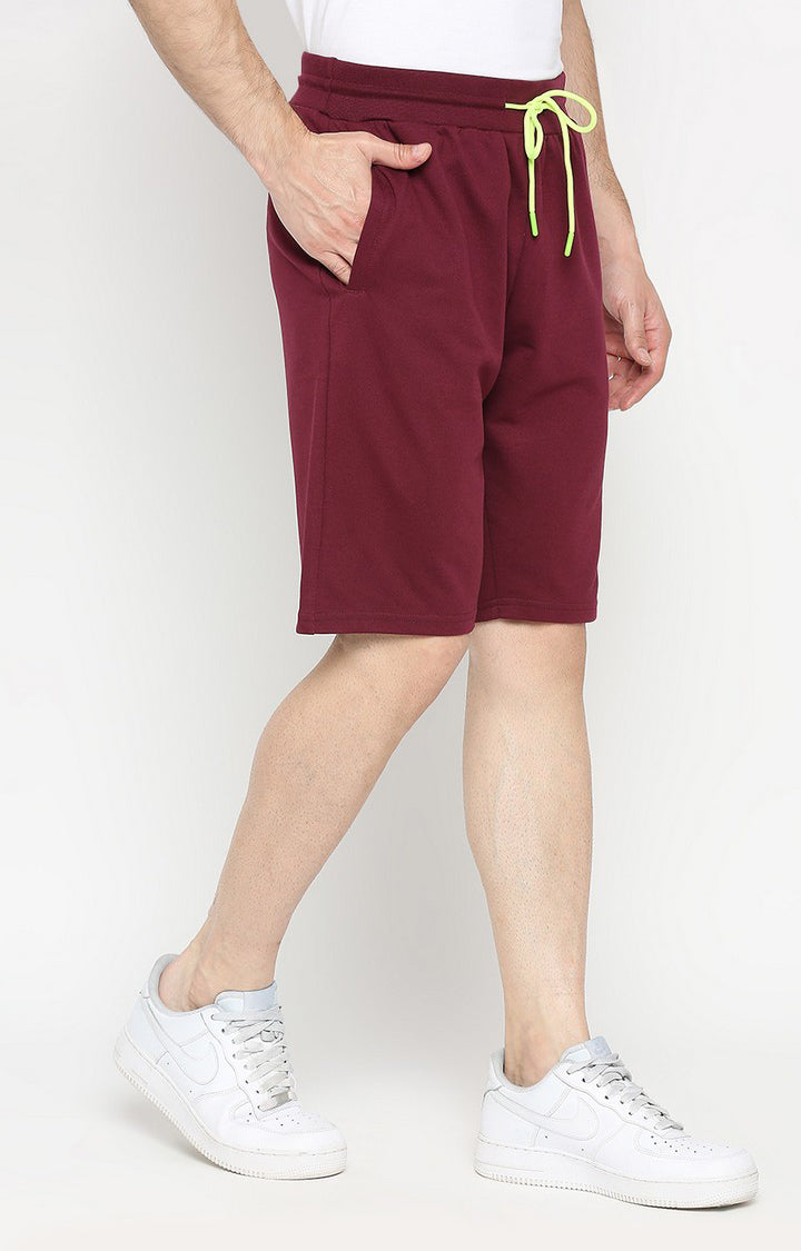Men Premium Wine Cotton Blend Shorts - UnderJeans by Spykar