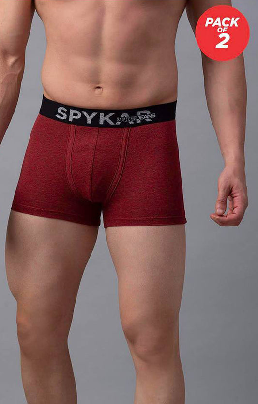 Red Cotton Trunk for Men Premium - (Pack of 2)- UnderJeans by Spykar