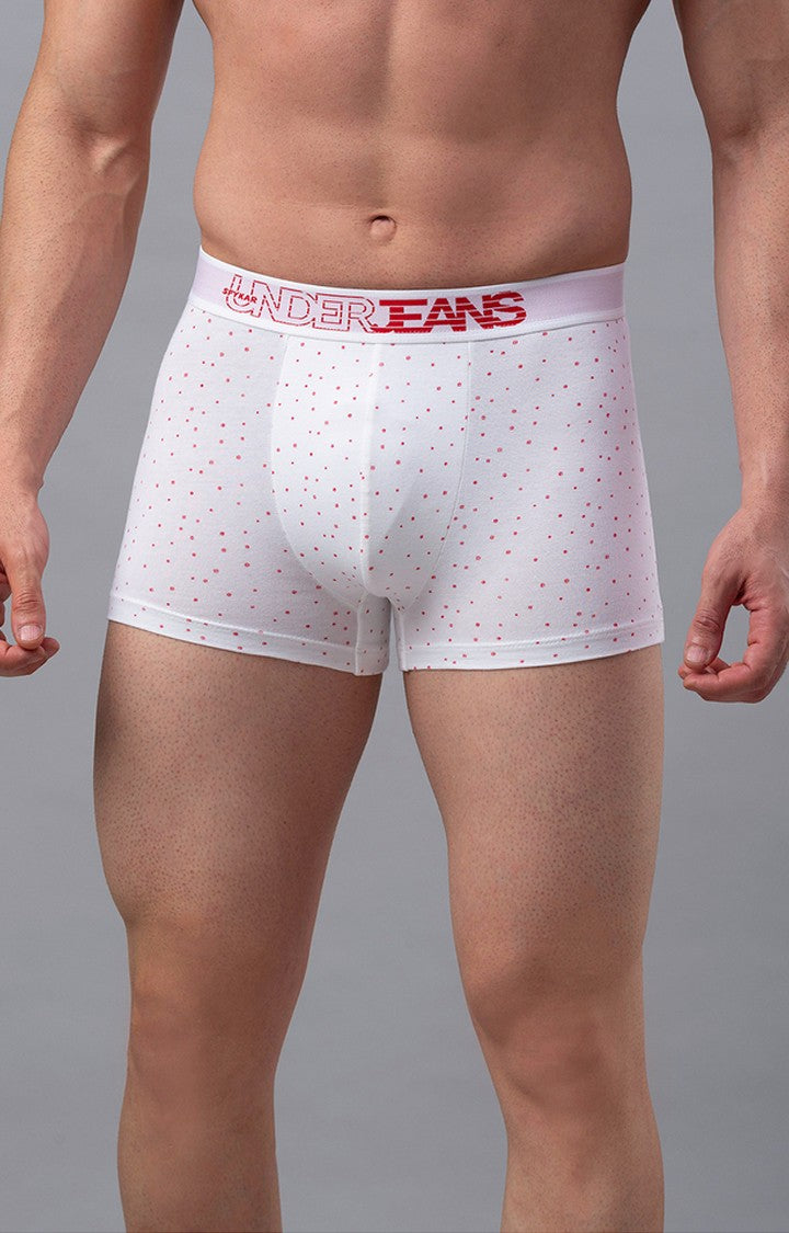 White Cotton Blend Trunk for Men Premium- UnderJeans by Spykar