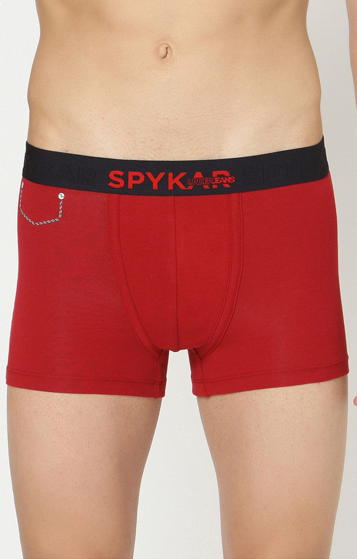 Underjeans By Spykar Men Maroon Solid Trunks