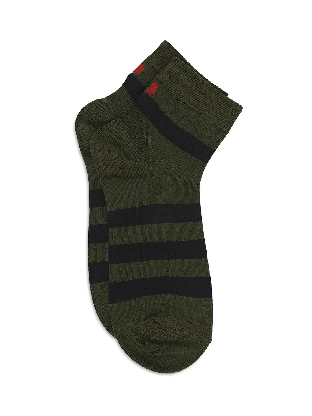 Men Premium Olive & Navy Melange Ankle Length Socks - Pack Of 2- Underjeans by Spykar