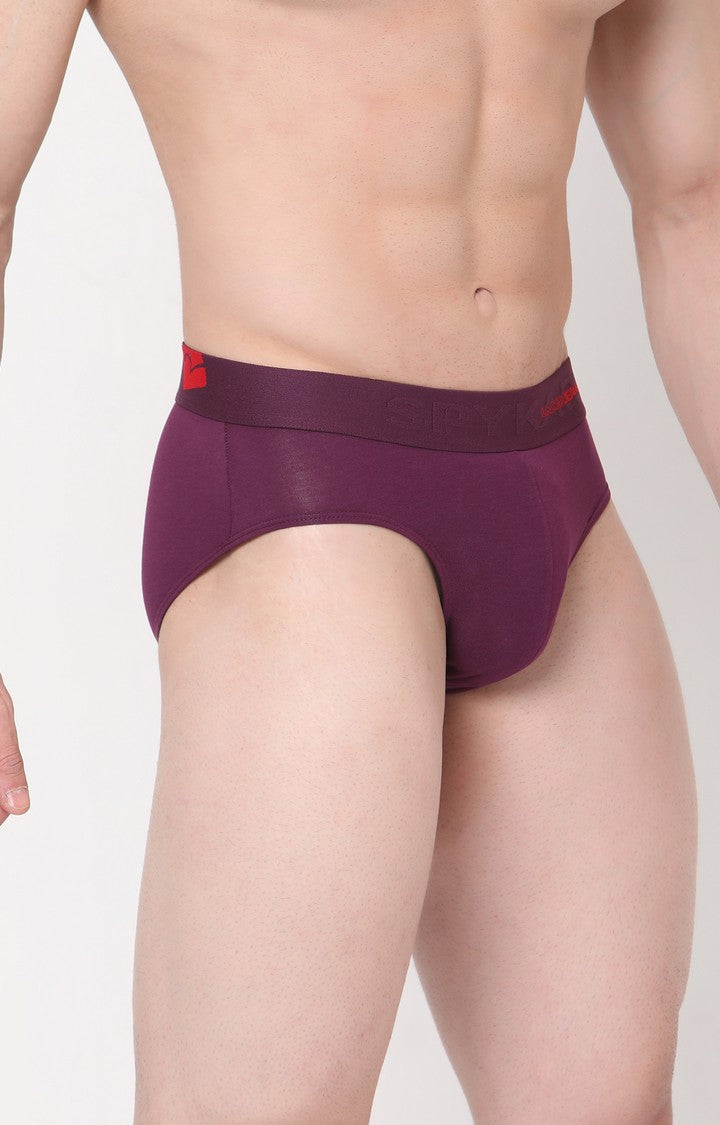 Men Premium Cotton Blend Purple Brief - UnderJeans by Spykar