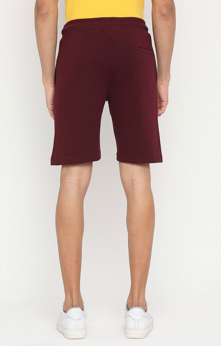 Men Premium Cotton Blend Knitted Wine Shorts - UnderJeans by Spykar